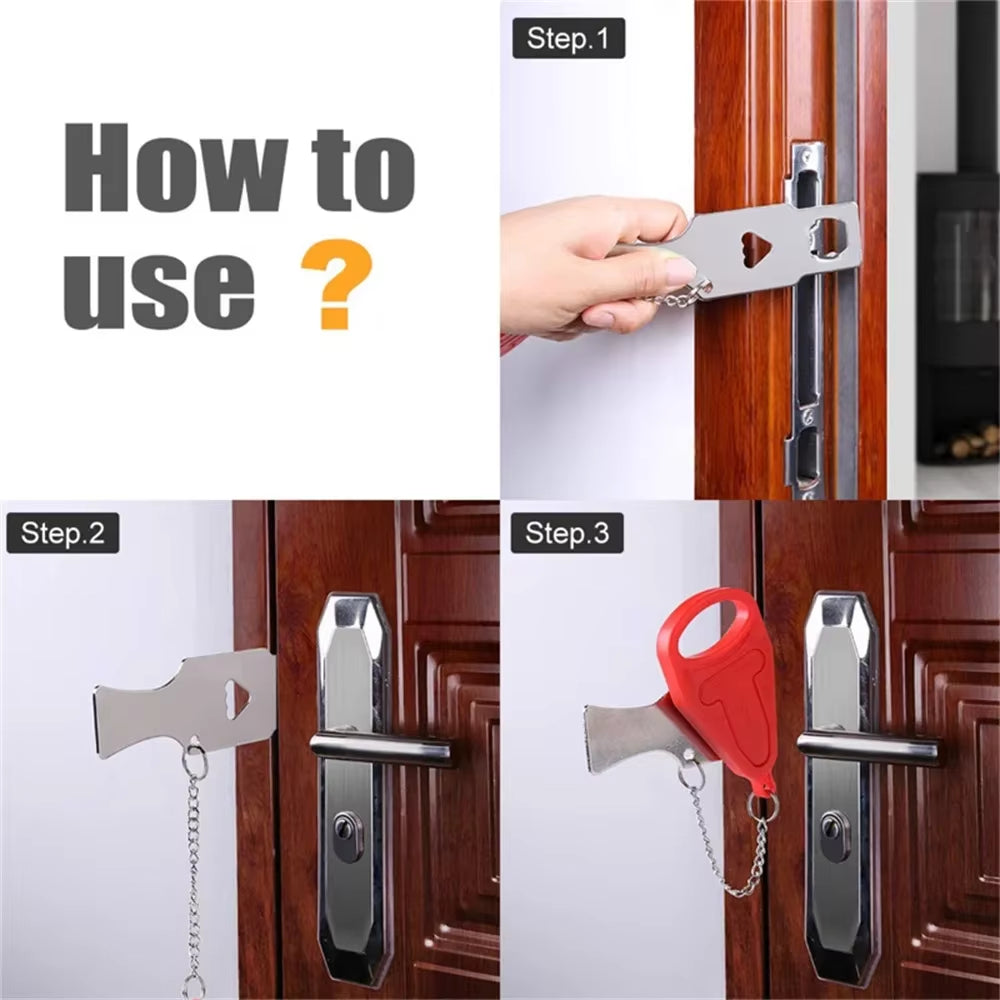 Portable Door Lock Home Safety Lock Hotel anti Theft Security Lock Travel Accommodation Door Stopper Door Handle