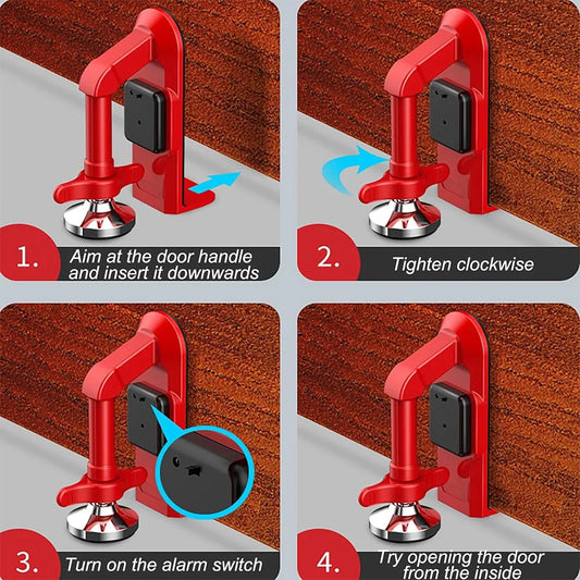 Portable Battery-Powered Door Stop Alarm for Enhanced Security and Anti-Theft Protection