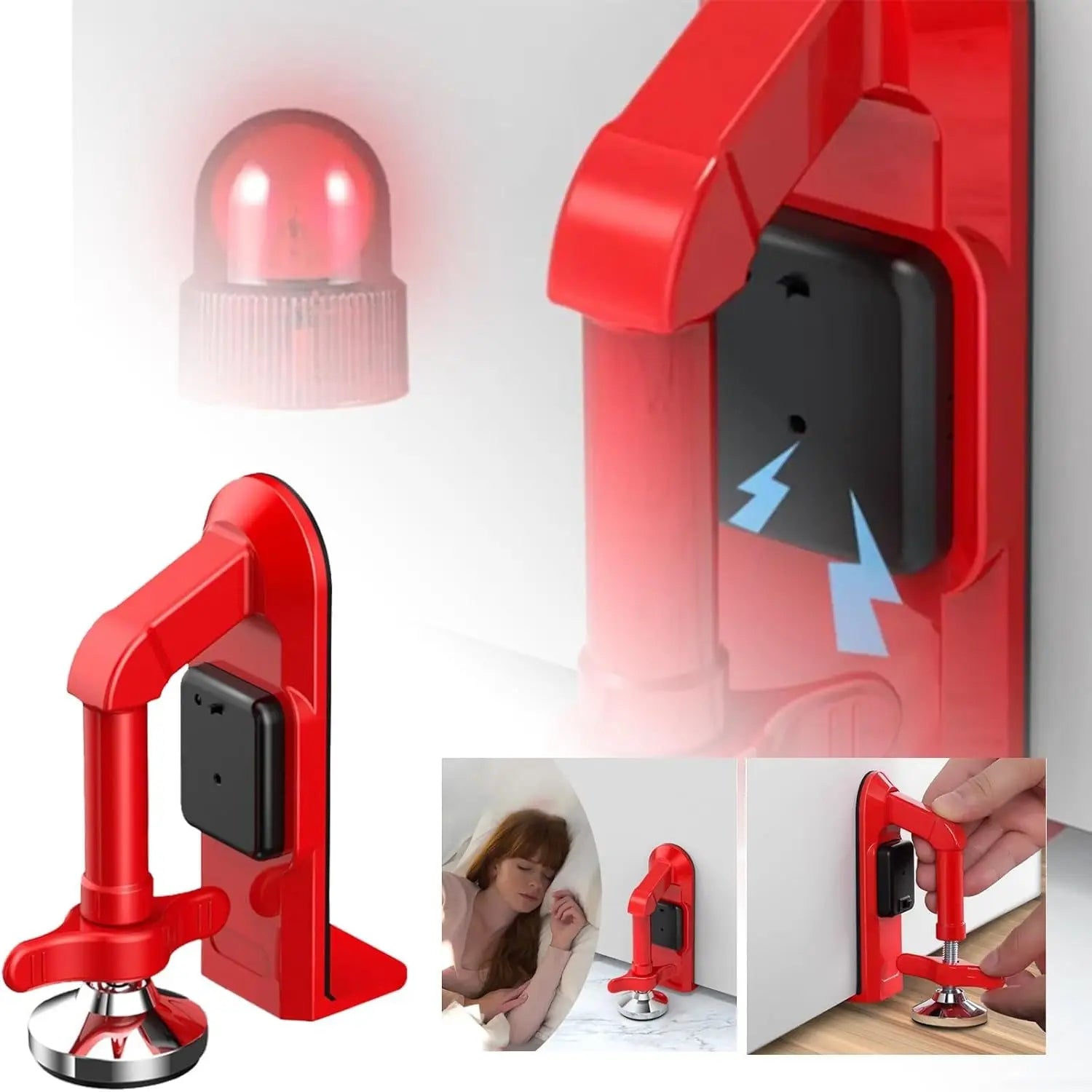 Portable Battery-Powered Door Stop Alarm for Enhanced Security and Anti-Theft Protection